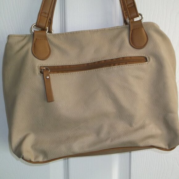 Multi Sac Shoulder Bag HANDBAG Tote PURSE Tan & Brown with Multiple Compartments - Picture 5 of 10